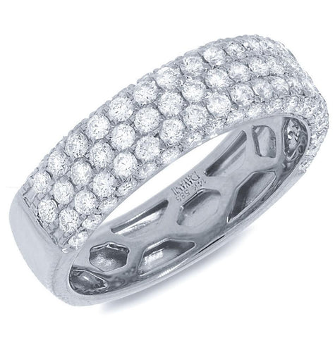 1.30 Ctw 14k White Gold Diamond Womens Pave Band Size 10.5