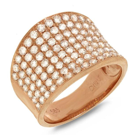 1.85 Ctw 14k Rose Gold Diamond Pave Ring