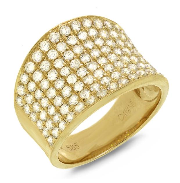 1.85 Ctw 14k Yellow Gold Diamond Pave Ring