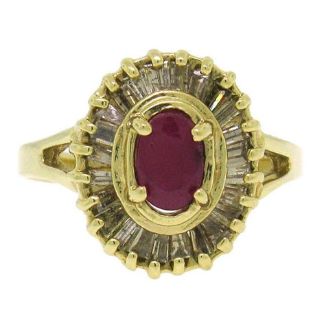 0.80 Ctw Diamond And 1.00 Ctw Ruby 14k Yellow Gold Ring