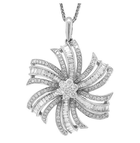 1.50 Ctw 14k White Gold Diamond Flower Pendant Necklace With 18 Inch Chain