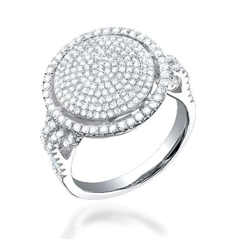 1.10 Ctw 14k White Gold Diamond Pave "o" Ring