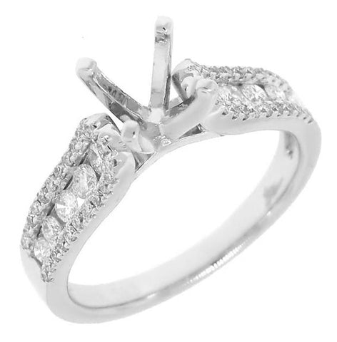 0.55 Ctw 14k White Gold Diamond Semi-mount Ring For 1.00 Ctw Center