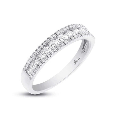 0.65 Ctw 14k White Gold Diamond Womens Band Size 5.25