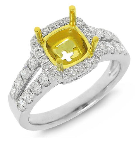 0.70 Ctw 14k Two-tone Gold Diamond Semi-mount Ring