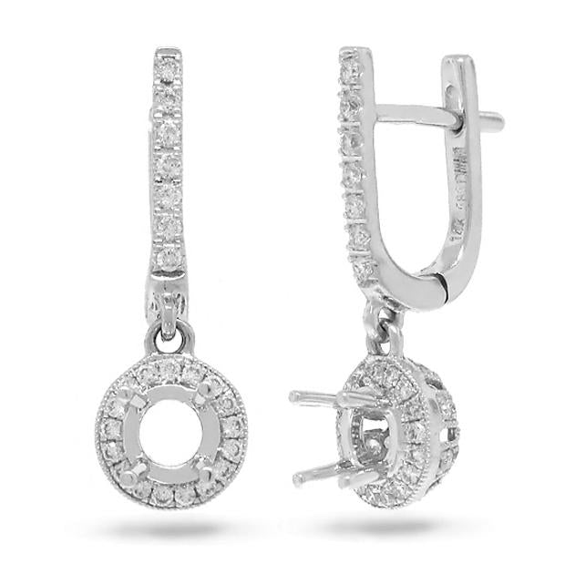 0.39 Ctw 14k White Gold Diamond Semi-mount Earring