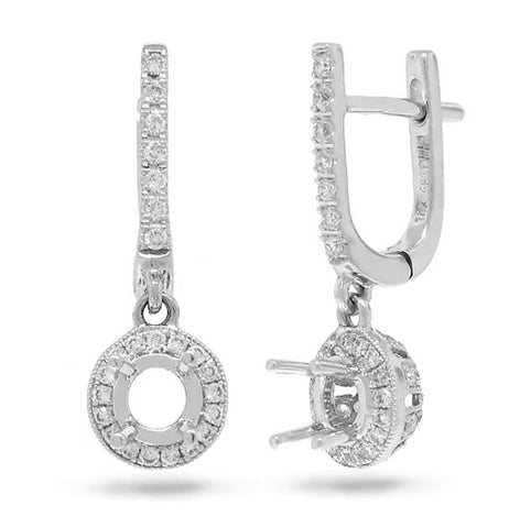 0.39 Ctw 14k White Gold Diamond Semi-mount Earring