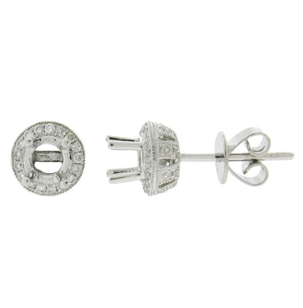 0.31 Ctw 14k White Gold Diamond Semi-mount Earring