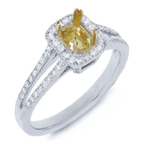 0.38 Ctw 14k Two-tone Gold Diamond Semi-mount Ring
