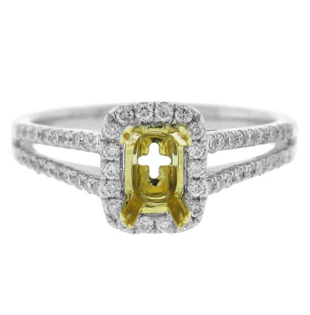 0.36 Ctw 14k Two-tone Gold Diamond Semi-mount Ring