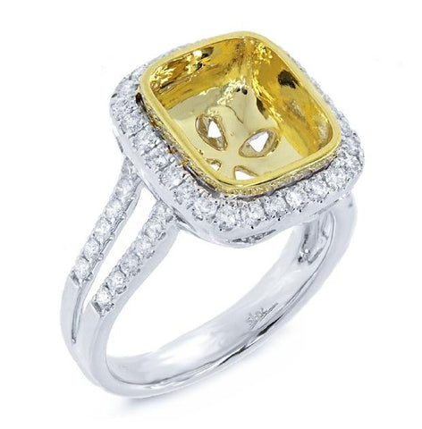 0.64 Ctw 18k Two-tone Gold Diamond Semi-mount Ring