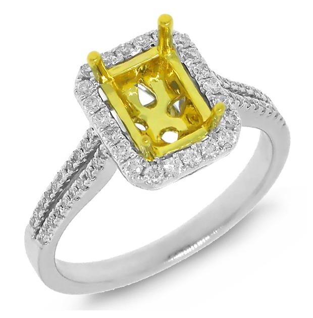 0.33 Ctw 14k Two-tone Gold Diamond Semi-mount Ring