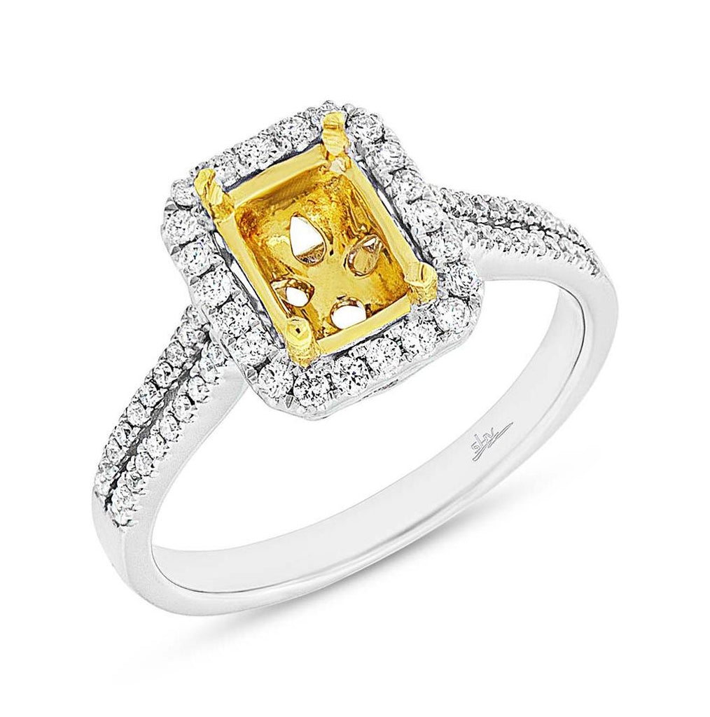 0.33 Ctw 18k Two-tone Gold Diamond Semi-mount Ring