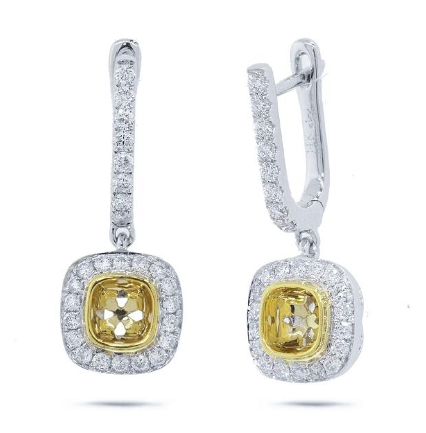 0.53 Ctw 14k Two-tone Diamond Semi-mount Earring