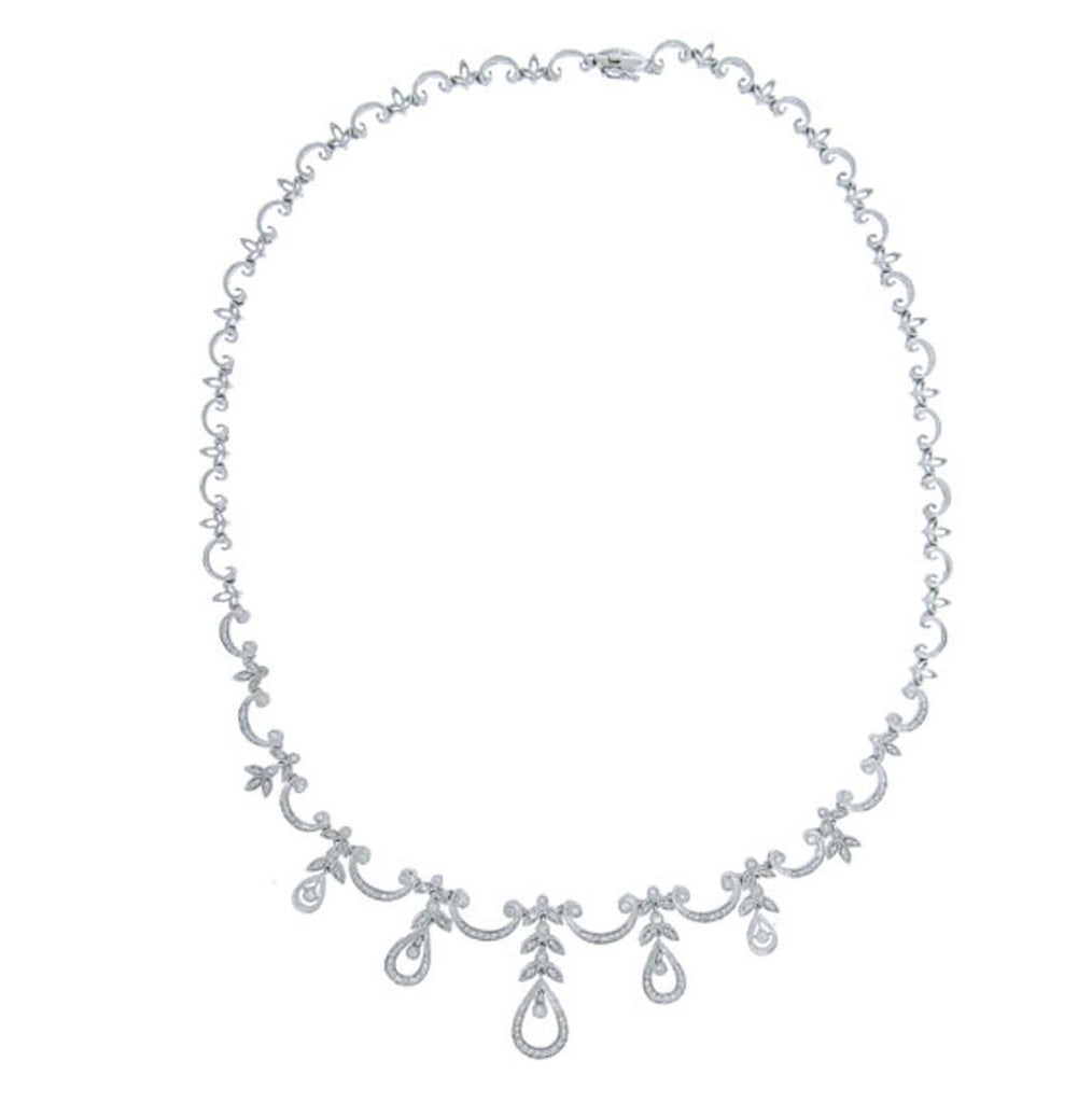 1.40 Ctw 14k White Gold Diamond Necklace