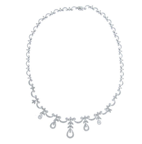 1.40 Ctw 14k White Gold Diamond Necklace