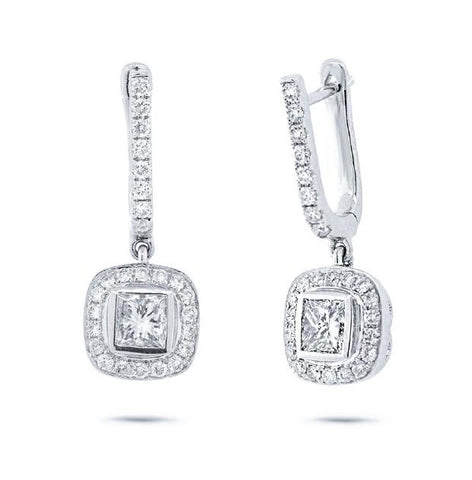 0.78 Ctw- Ctwr(princess) 0.53 Ctw-side 14k White Gold Diamond Earring