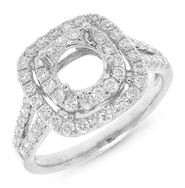 0.90 Ctw 18k White Gold Diamond Semi-mount Ring