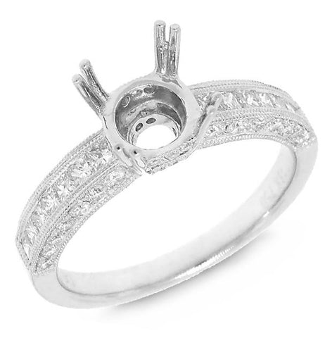 0.80 Ctw 18k White Gold Diamond Semi-mount Ring
