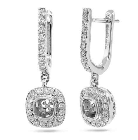 0.43 Ctw 14k White Gold Diamond Semi-mount Earring