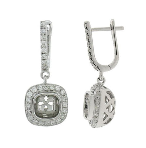 0.65 Ctw 14k White Gold Diamond Semi-mount Earring