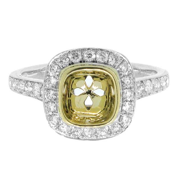 0.50 Ctw 14k Two-tone Gold Diamond Semi-mount Ring