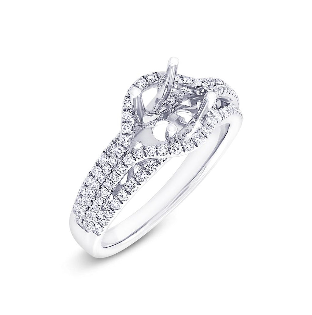 0.52 Ctw 18k White Gold Diamond Semi-mount Ring