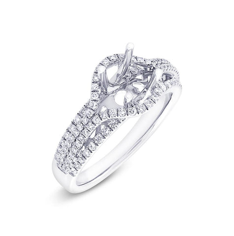 0.52 Ctw 18k White Gold Diamond Semi-mount Ring