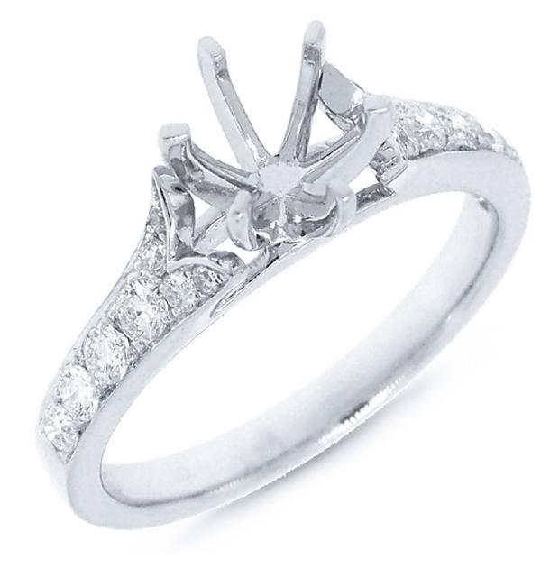 0.36 Ctw 14k White Gold Diamond Semi-mount Ring