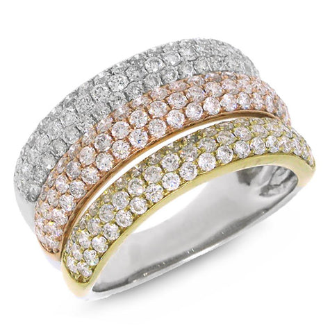 1.88 Ctw 14k Three-tone Gold Diamond Pave Womens Ring Size 5