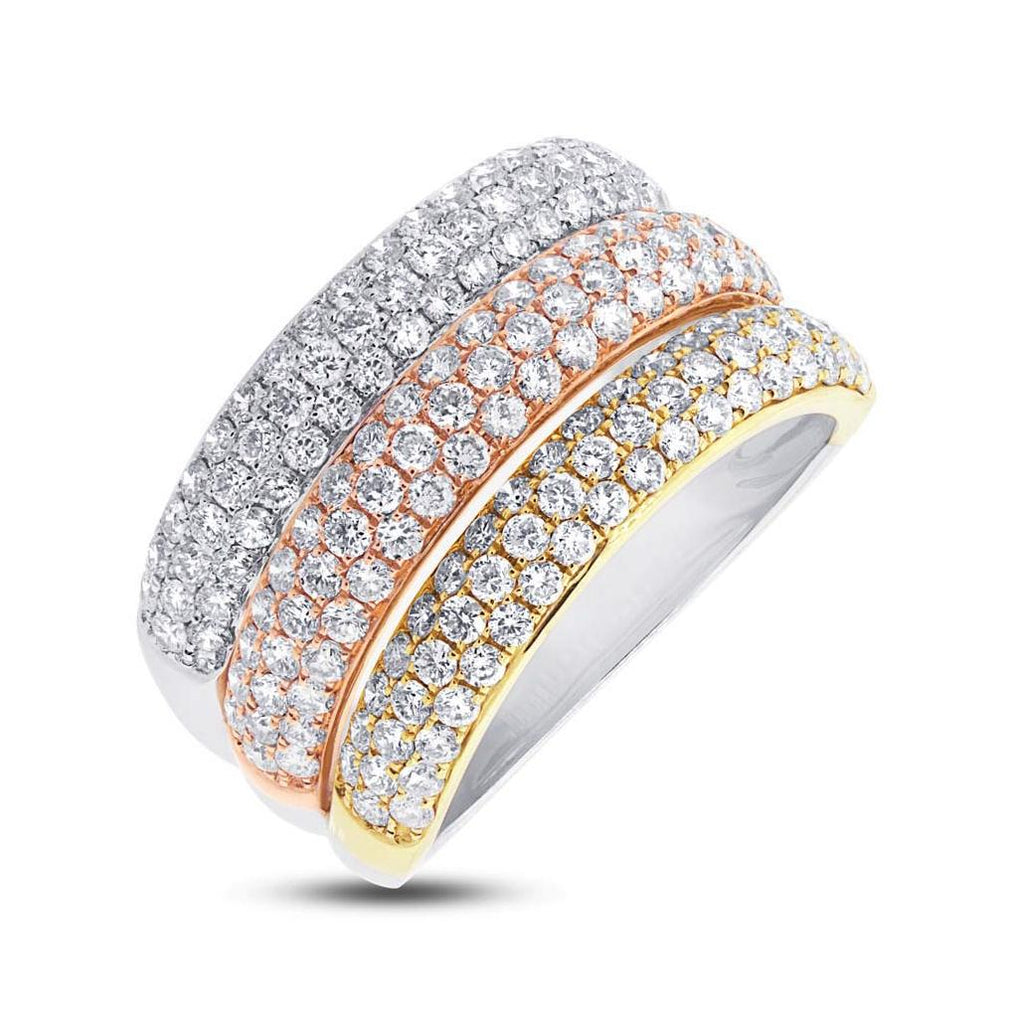 1.88 Ctw 14k Three-tone Gold Diamond Pave Womens Ring Size 8