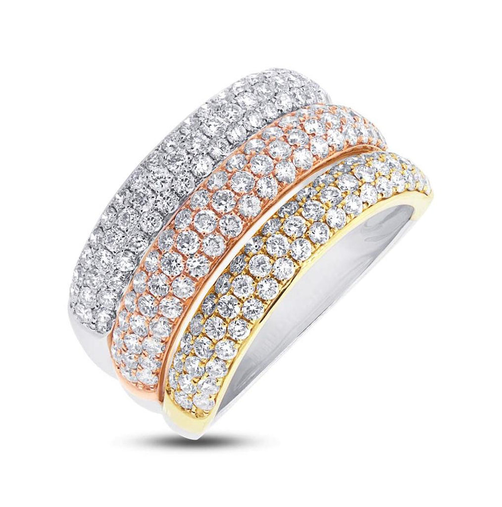 1.88 Ctw 14k Three-tone Gold Diamond Pave Womens Ring