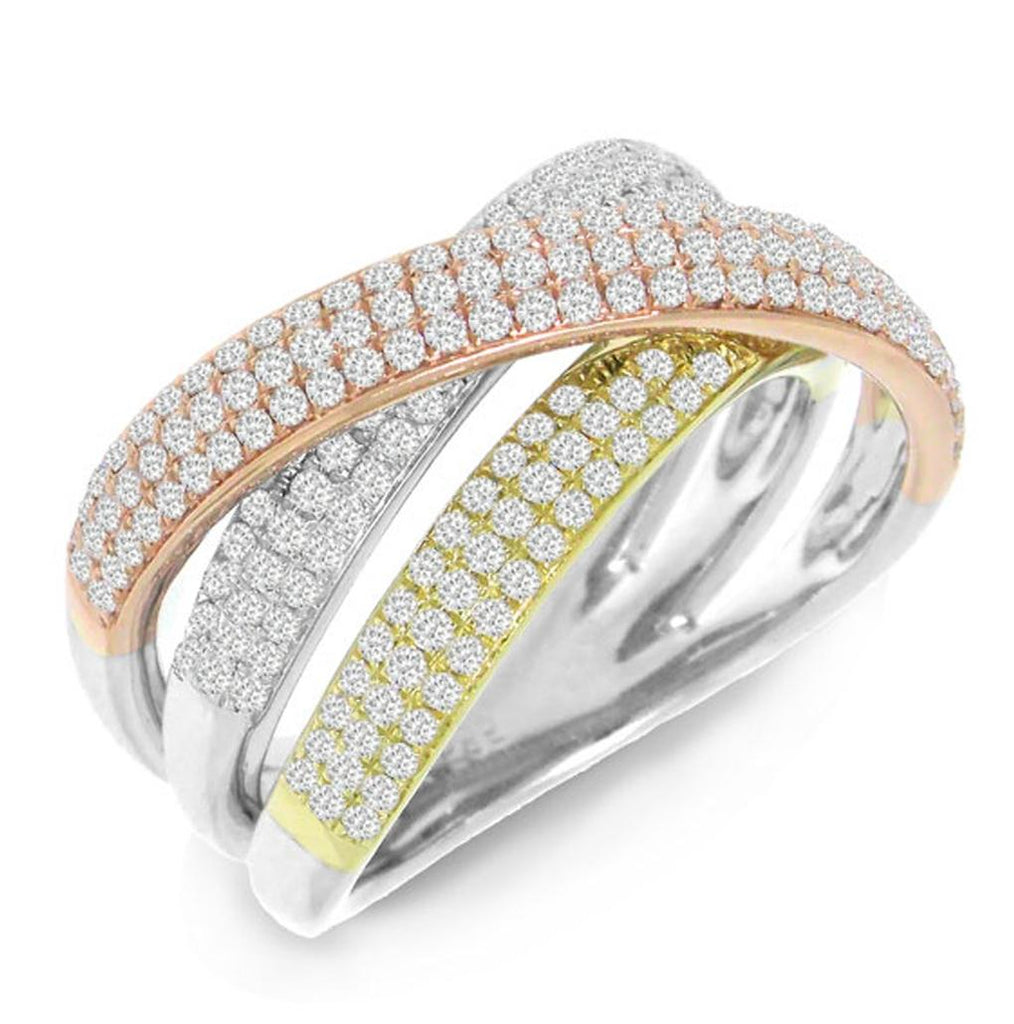 1.00 Ctw 14k Three-tone Diamond Bridge Womens Ring Size 4.75