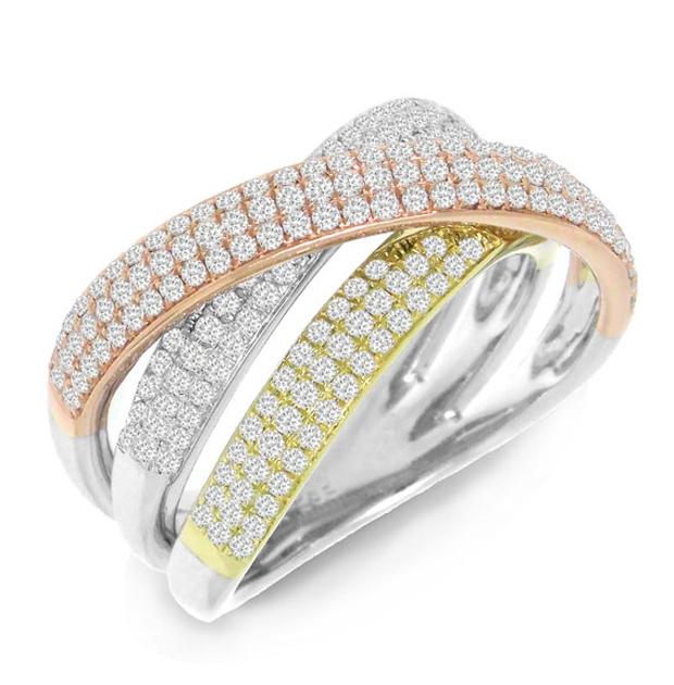 1.00 Ctw 14k Three-tone Diamond Bridge Womens Ring