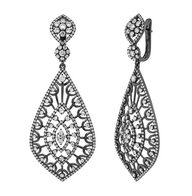 4.14 Ctw 14k Black Rhodium Diamond Earring