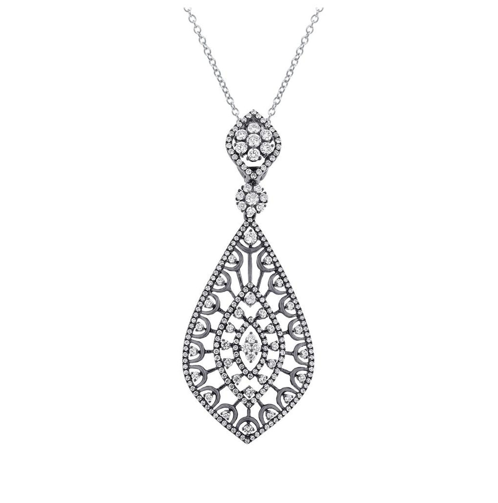 2.25 Ctw 14k Black Rhodium Diamond Pendant Necklace With 18 Inch Chain