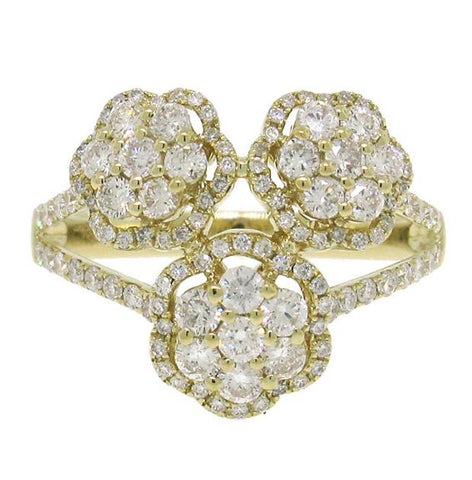 1.09 Ctw 14k Yellow Gold Diamond Flower Ring