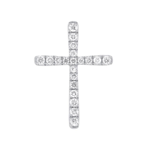 0.21 Ctw 14k White Gold Diamond Cross Pendant Necklace With 18 Inch Chain