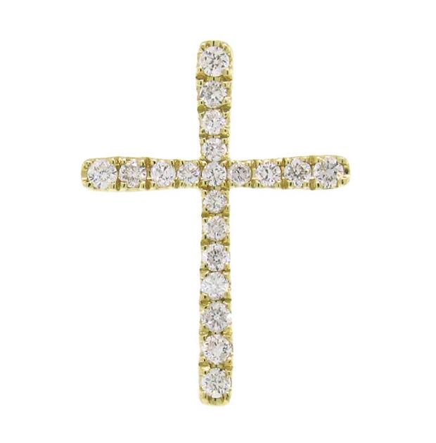 0.21 Ctw 14k Yellow Gold Diamond Cross Pendant Necklace With 18 Inch Chain