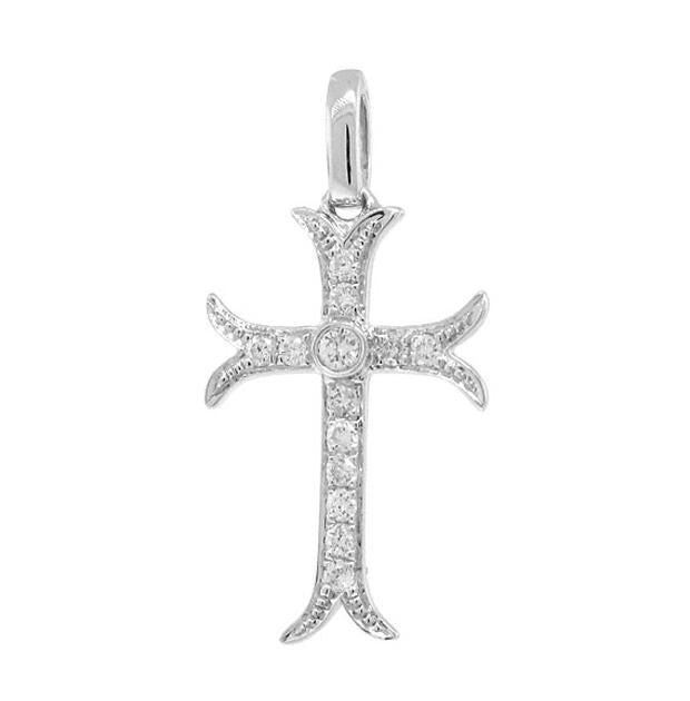 0.15 Ctw 14k White Gold Diamond Cross Pendant Necklace With 18 Inch Chain