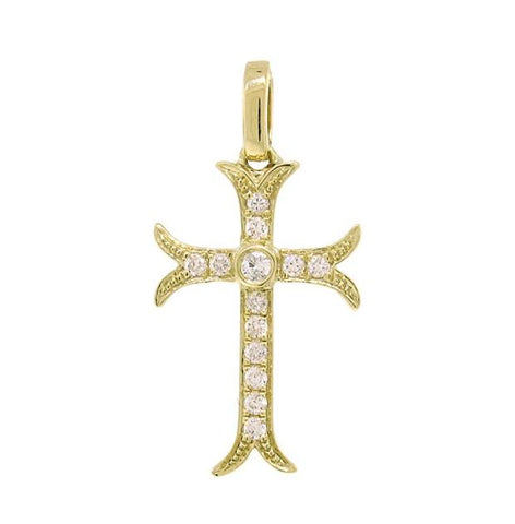 0.15 Ctw 14k Yellow Gold Diamond Cross Pendant Necklace With 18 Inch Chain