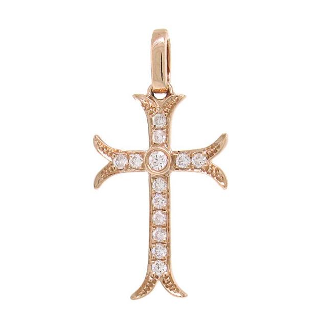 0.15 Ctw 14k Rose Gold Diamond Cross Pendant Necklace With 18 Inch Chain