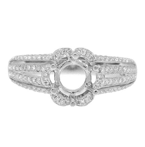 0.58 Ctw 18k White Gold Diamond Semi-mount Ring