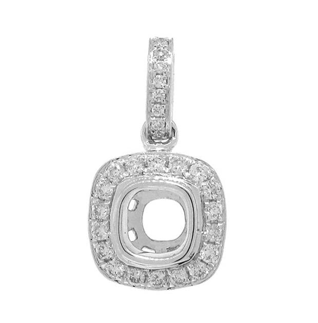 0.19 Ctw 14k White Gold Diamond Semi-mount Pendant Necklace With 18 Inch Chain