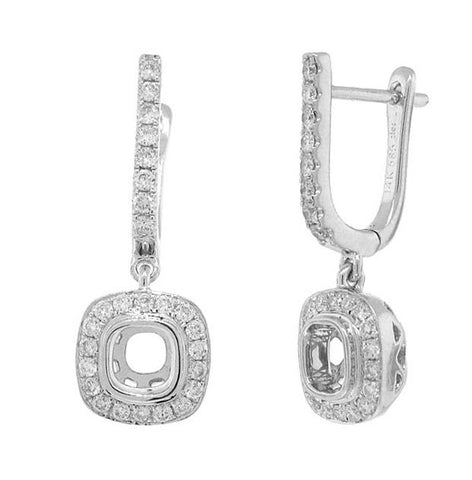 0.53 Ctw 14k White Gold Diamond Semi-mount Earring