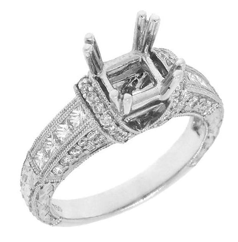 0.75 Ctw 18k White Gold Diamond Semi-mount Ring