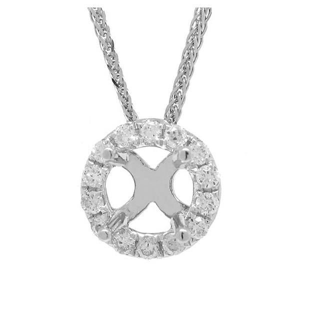 0.21 Ctw 14k White Gold Diamond Semi-mount Pendant Necklace With 18 Inch Chain