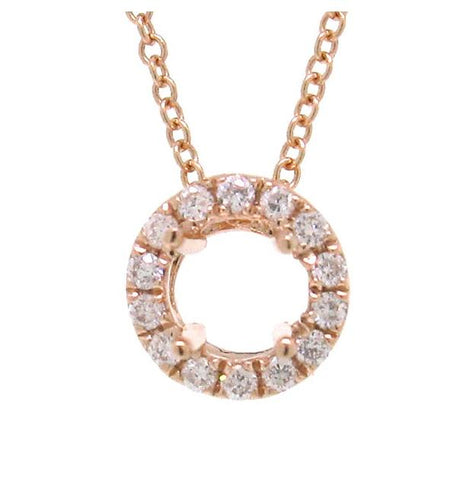 0.09 Ctw 14k Rose Gold Diamond Semi-mount Pendant Necklace With 18 Inch Chain