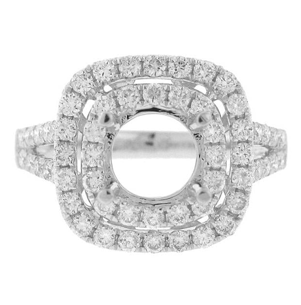 0.89 Ctw 18k White Gold Diamond Semi-mount Ring