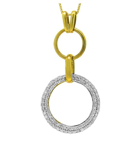 0.70 Ctw 14k Yellow Gold Diamond "o" Pave Pendant Necklace With 18 Inch Chain